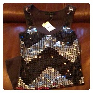 Xs Express black/silver sequin tank top NWT